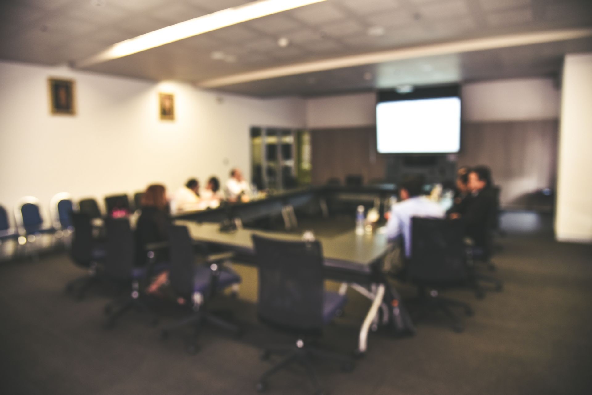 Blurred image with group of education people and business people sitting in conference room or seminar meeting room in business event. Session of  Academic. working in modern bright office indoor. 